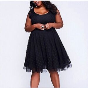 Lane Bryant Geometric Mesh Overlay Tulle Cocktail Dress